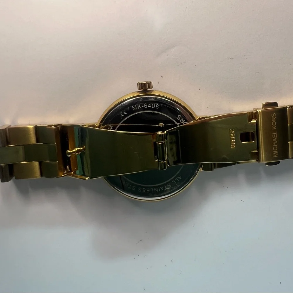 (923)Vintage Michael Kors Silver Dial Black Bracelet Quartz 6408 Watch - Picture 6 of 10